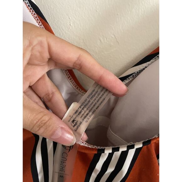 Cupshe Swimsuit Women's Medium One Piece Striped Side Tie Strings V Neck - Picture 6 of 6